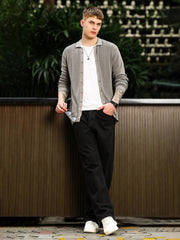 InterLoop Grey Full Sleeve Polo Sweater