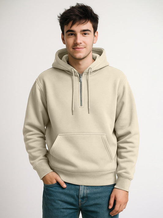 Cozy Cut Zipper Hoodie Full Sleeve Biscuit Sweatshirt