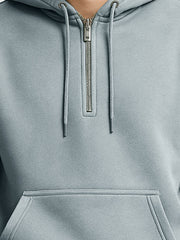 Cozy Cut Zipper Hoodie Full Sleeve Light Grey Sweatshirt