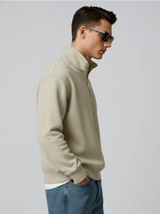 Cozy Cut Zipper Full Sleeve Biscuit Sweatshirt