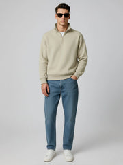 Cozy Cut Zipper Full Sleeve Biscuit Sweatshirt
