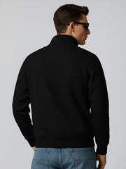 Cozy Cut Zipper Full Sleeve Black Sweatshirt