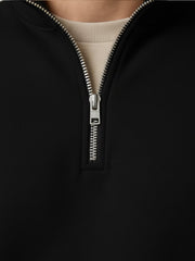 Cozy Cut Zipper Full Sleeve Black Sweatshirt