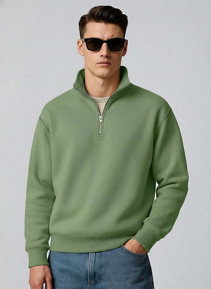 Cozy Cut Zipper Full Sleeve Hunter Green Sweatshirt