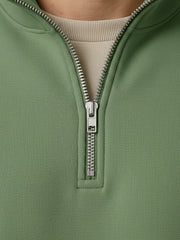 Cozy Cut Zipper Full Sleeve Hunter Green Sweatshirt