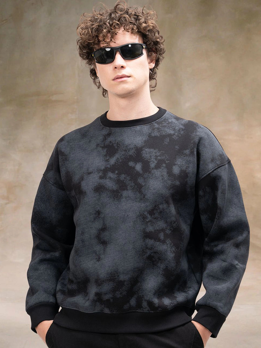 Spray Printed Black Sweatshirt