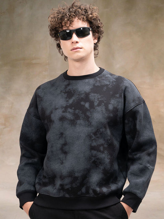 Spray Printed Black Sweatshirt