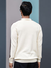 Power Play Cream Full Sleeve Polo Sweater