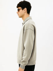 Cozy Cut Polo Zipper Full Sleeve Biscuit Sweatshirt