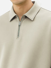 Cozy Cut Polo Zipper Full Sleeve Biscuit Sweatshirt