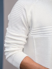 Dobby Knit Cream Full Sleeve T-Shirt