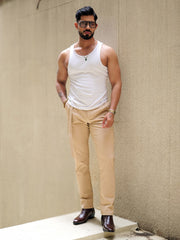 Amazon Stripe Beige Trouser