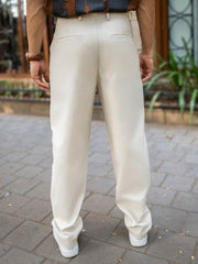 Single Pleat Khaki Linen Trouser