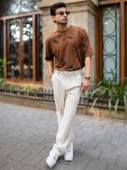 Single Pleat Khaki Linen Trouser