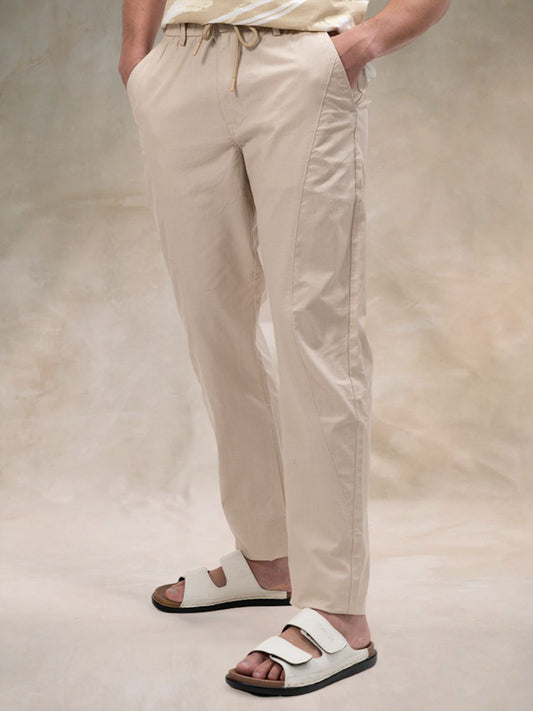 Cut & Sew Light Beige Trouser