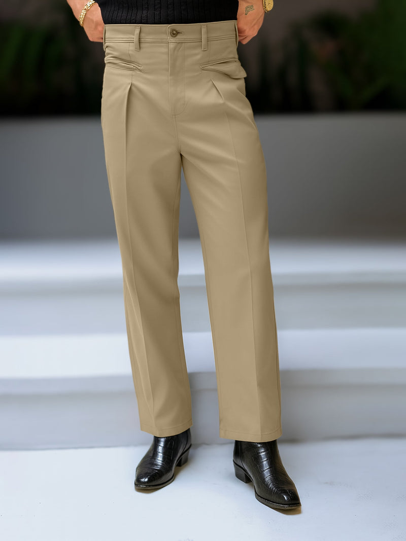 Light beige ashton button trousers for men