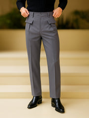 Ashton Button Light Grey Trouser