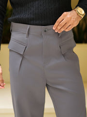 Ashton Button Light Grey Trouser