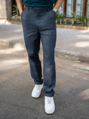 Single Pleat Navy Linen Trouser