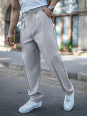 Double Pleat Sky Blue Linen Trouser