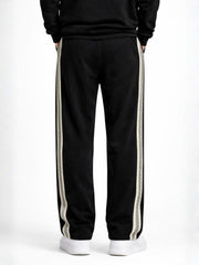 Dark Weave Stripe Black Baggy Fit Pant