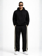 Dark Weave Stripe Black Baggy Fit Pant