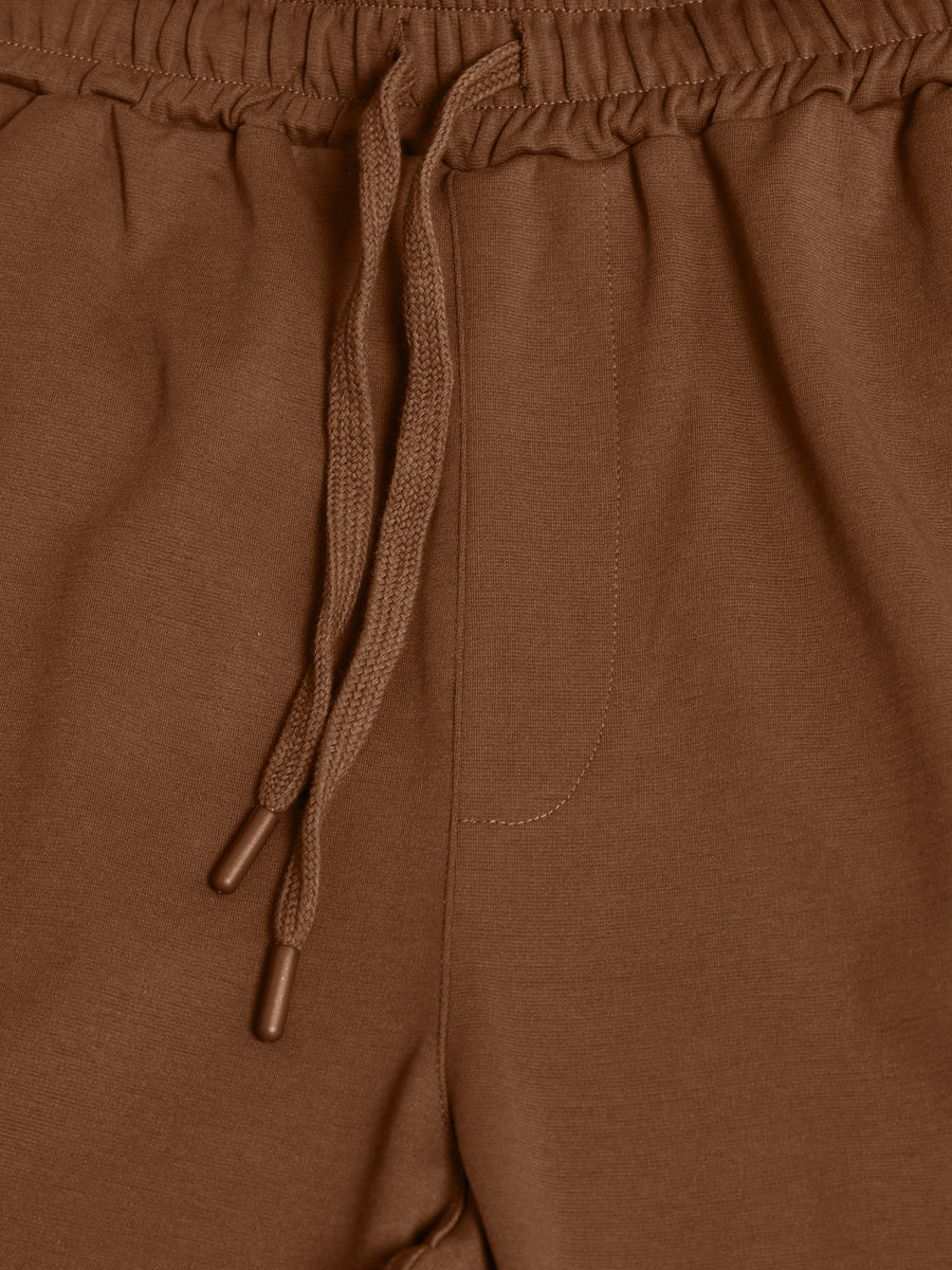 Brown canvas baggy track pants for men - view 7