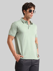 Basic Plain Light Green Half Sleeve Polo T-Shirt