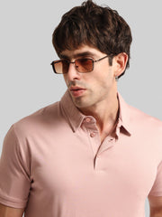 Basic Plain Light Orange Half Sleeve Polo T-Shirt