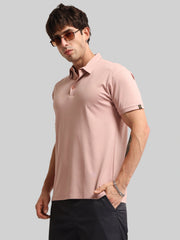 Basic Plain Light Orange Half Sleeve Polo T-Shirt