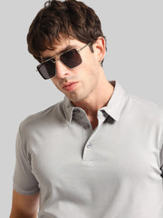 Basic Plain Silver Grey Half Sleeve Polo T-Shirt