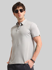 Basic Plain Silver Grey Half Sleeve Polo T-Shirt