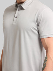Basic Plain Silver Grey Half Sleeve Polo T-Shirt