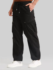 Black Cross-Pocket Baggy Fit Cargo