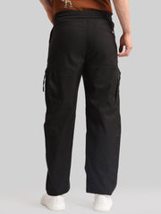 Black Cross-Pocket Baggy Fit Cargo
