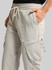 Grey Cross-Pocket Baggy Fit Cargo