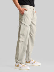 Grey Cross-Pocket Baggy Fit Cargo
