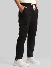 Embossed Flap Pocket Black Cargo