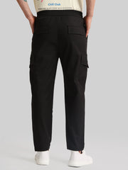 Embossed Flap Pocket Black Cargo