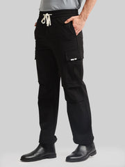 Twin Fold Pocket Black Baggy Fit Cargo