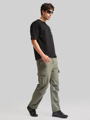 Twin Fold Pocket Green Baggy Fit Cargo