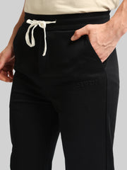 Black Embossed Baggy Fit Trackpant