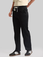 Black Embossed Baggy Fit Trackpant