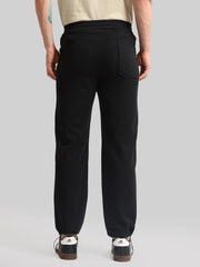 Black Embossed Baggy Fit Trackpant