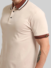 Contrast Collar Biscuit Half Sleeve Polo T-Shirt