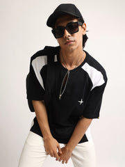 Colorblock Black Half Sleeve T-Shirt