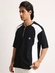 Colorblock Black Half Sleeve T-Shirt