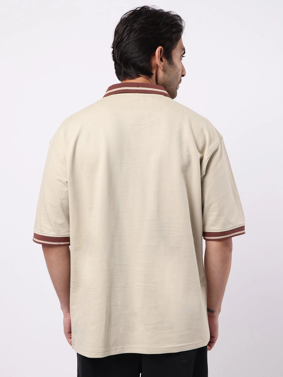 Moving Beyound Biscuit Half Sleeve Polo T-Shirt