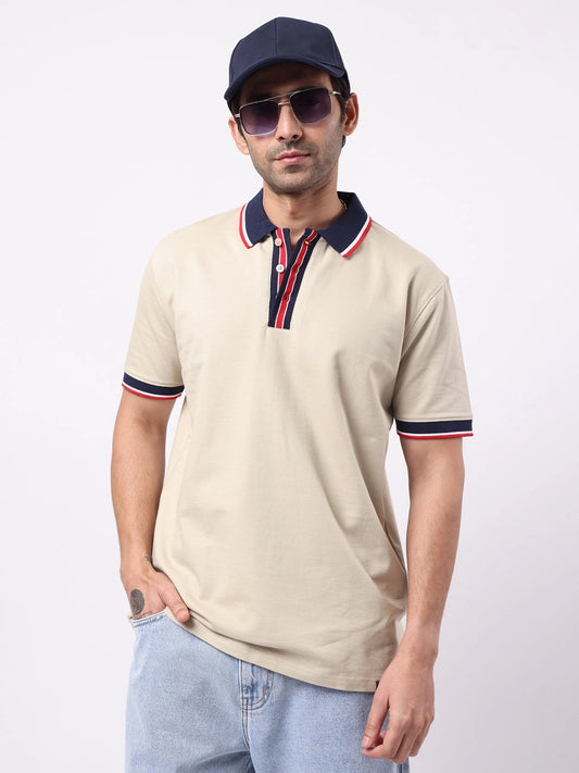 Tricolor Biscuit Half Sleeve Polo T-Shirt