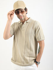 Biscuit Milan Estate Flat-Knit Half Sleeve Polo T-Shirt